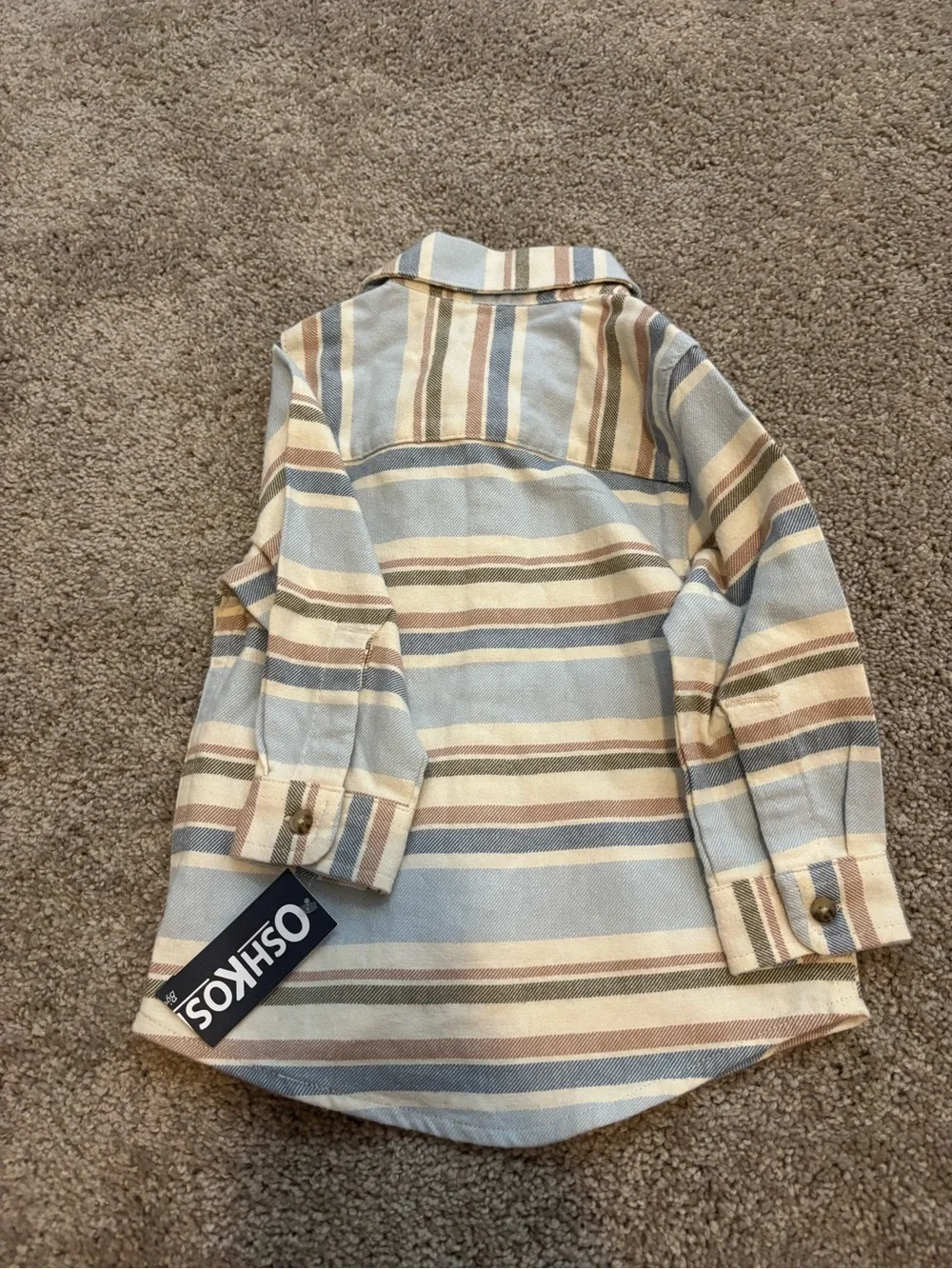 OshKosh B'gosh Lightweight Striped Button-Down in Blue and Cream